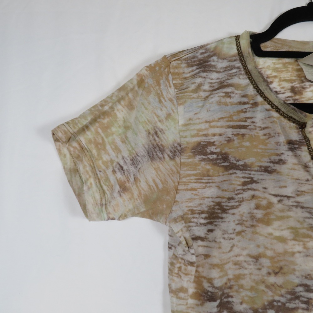 Great‎ White T Company Tunic Top Women's Short Sleeve Brown Beige Patterned - Picture 3 of 8